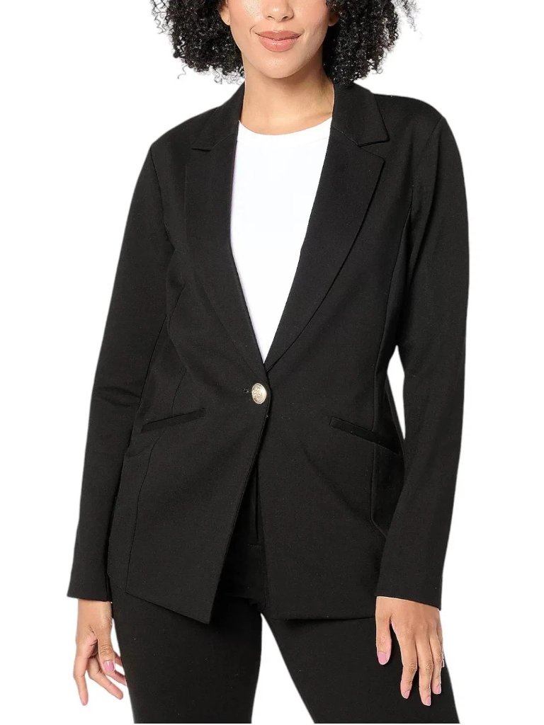Tailored By Susan Graver Blazer 2x Regular Smart Ponte 350 Notch Collar Career